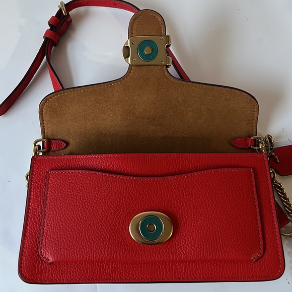 Coach Tabby Chain Clutch Red Crossbody Bag Leather New - Picture 15 of 16